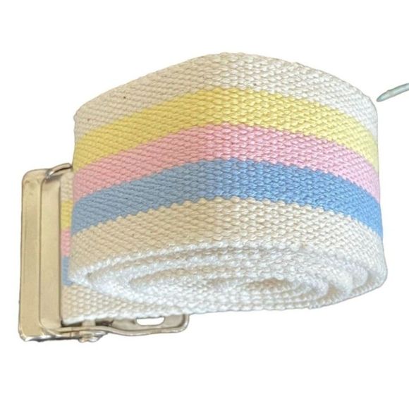 Sammons Preston Pastel Rainbow Stripe Gait Belt w/ Buckle 57” 80's Vibe - Picture 2 of 4
